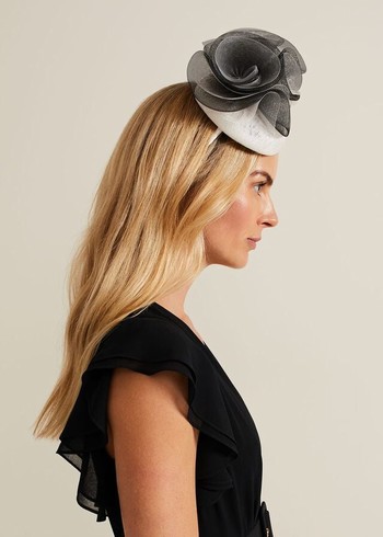 Phase Eight Ruffle Pillbox Fascinator Hats Black/White USA | 6428310-HI